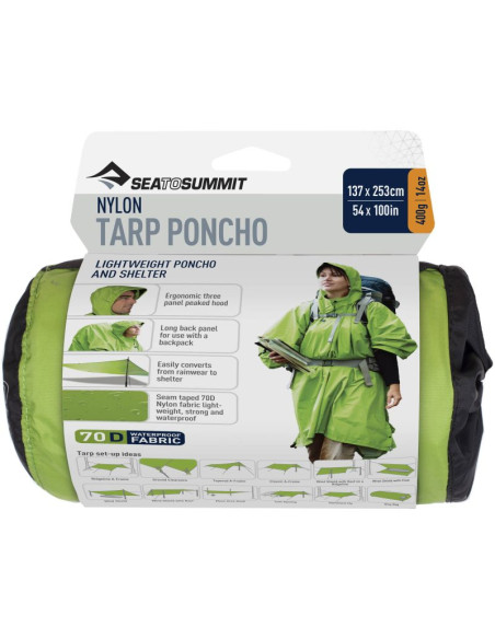 Poncho damskie/męskie nylon tarp poncho wodoodporne zielone (aponcho/gn)