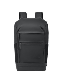 Rivacase eden plecak city backpack czarny poliester, skóra woskowana (pull up)