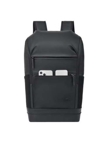 Rivacase eden plecak city backpack czarny poliester, skóra woskowana (pull up)