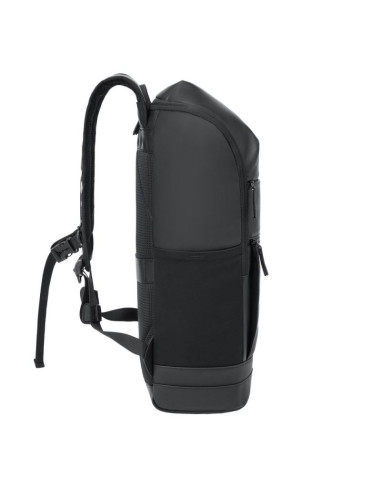 Rivacase eden plecak city backpack czarny poliester, skóra woskowana (pull up)