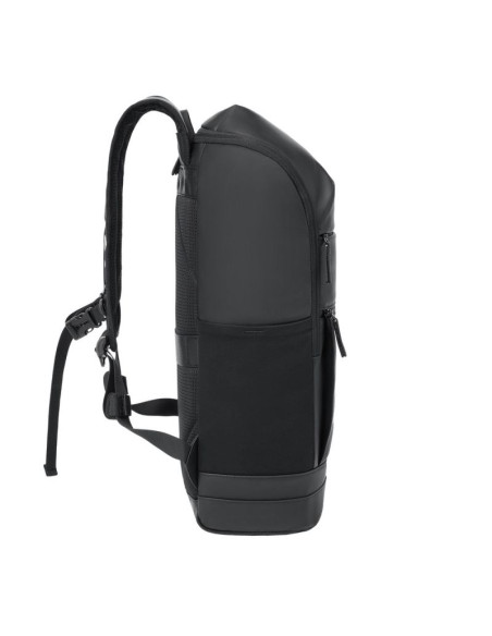Rivacase eden plecak city backpack czarny poliester, skóra woskowana (pull up)