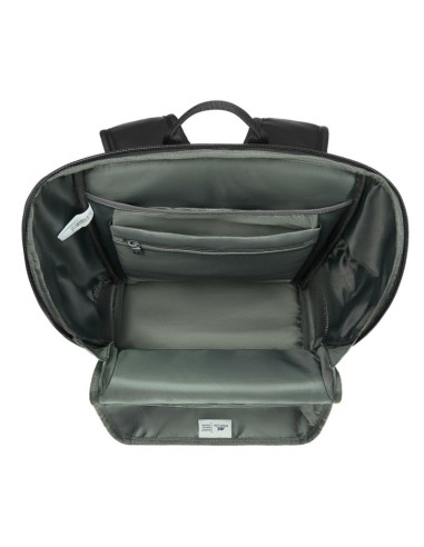 Rivacase eden plecak city backpack czarny poliester, skóra woskowana (pull up)