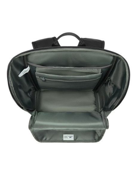 Rivacase eden plecak city backpack czarny poliester, skóra woskowana (pull up)