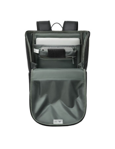 Rivacase eden plecak city backpack czarny poliester, skóra woskowana (pull up)