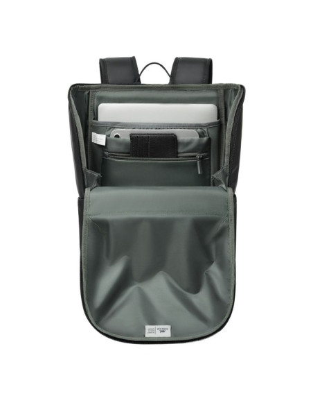 Rivacase eden plecak city backpack czarny poliester, skóra woskowana (pull up)