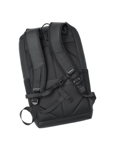 Rivacase eden plecak city backpack czarny poliester, skóra woskowana (pull up)