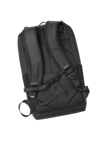 Rivacase eden plecak city backpack czarny poliester, skóra woskowana (pull up)