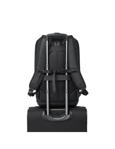 Rivacase eden plecak city backpack czarny poliester, skóra woskowana (pull up)