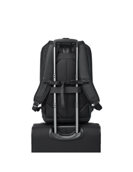 Rivacase eden plecak city backpack czarny poliester, skóra woskowana (pull up)