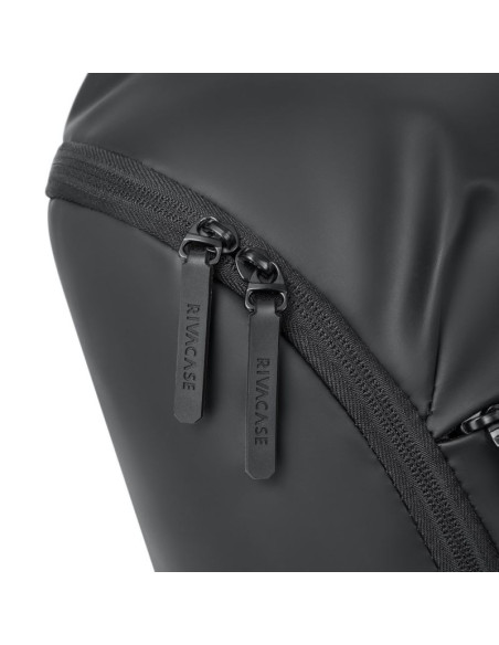 Rivacase eden plecak city backpack czarny poliester, skóra woskowana (pull up)