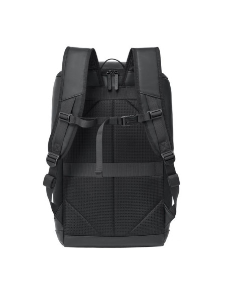 Rivacase eden plecak city backpack czarny poliester, skóra woskowana (pull up)