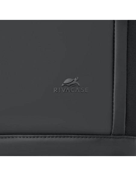 Rivacase eden plecak city backpack czarny poliester, skóra woskowana (pull up)
