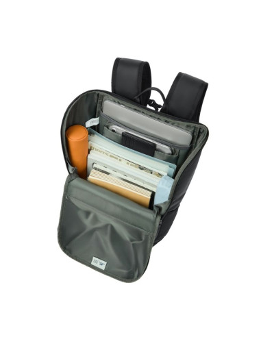 Rivacase eden plecak city backpack czarny poliester, skóra woskowana (pull up)