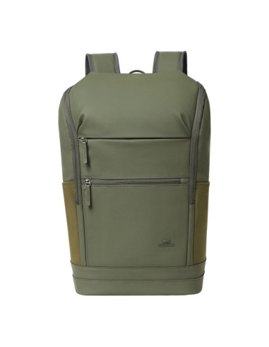 Rivacase eden plecak plecak podróżny oliwkowy skóra woskowana (pull up), poliester, przetworzony politereftalan etylenu (rpet)