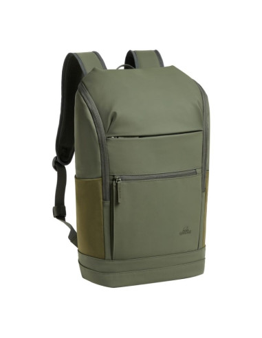 Rivacase eden plecak plecak podróżny oliwkowy skóra woskowana (pull up), poliester, przetworzony politereftalan etylenu (rpet)