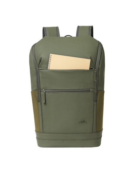 Rivacase eden plecak plecak podróżny oliwkowy skóra woskowana (pull up), poliester, przetworzony politereftalan etylenu (rpet)