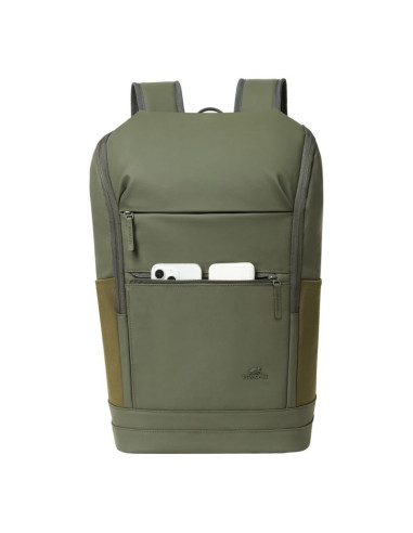Rivacase eden plecak plecak podróżny oliwkowy skóra woskowana (pull up), poliester, przetworzony politereftalan etylenu (rpet)