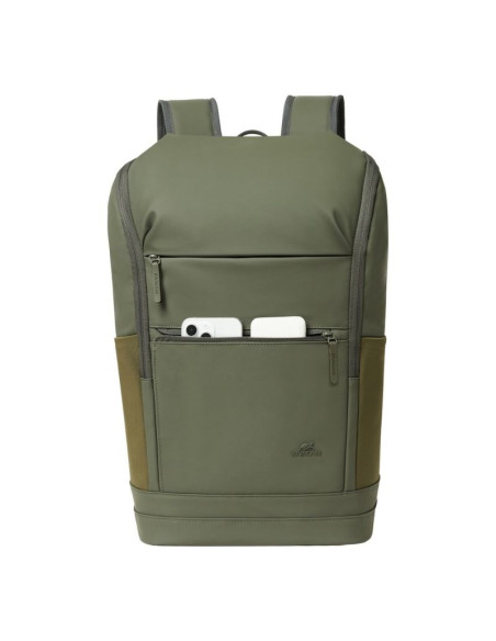 Rivacase eden plecak plecak podróżny oliwkowy skóra woskowana (pull up), poliester, przetworzony politereftalan etylenu (rpet)