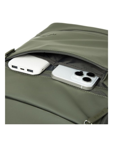 Rivacase eden plecak plecak podróżny oliwkowy skóra woskowana (pull up), poliester, przetworzony politereftalan etylenu (rpet)