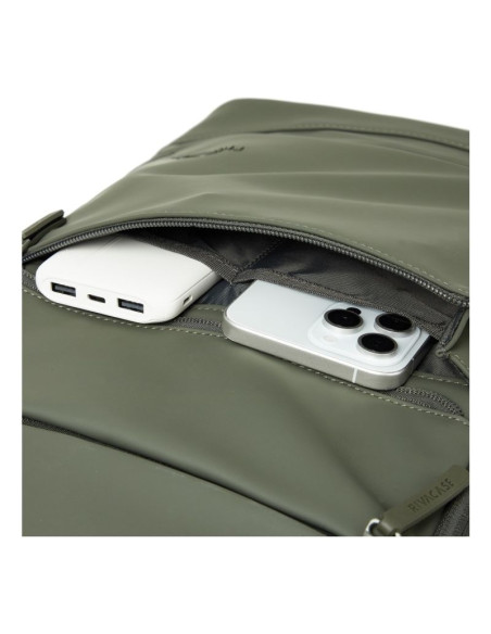 Rivacase eden plecak plecak podróżny oliwkowy skóra woskowana (pull up), poliester, przetworzony politereftalan etylenu (rpet)