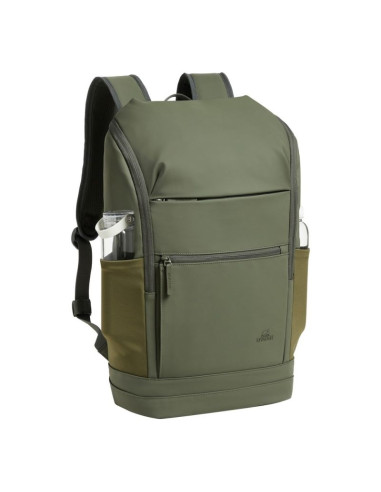Rivacase eden plecak plecak podróżny oliwkowy skóra woskowana (pull up), poliester, przetworzony politereftalan etylenu (rpet)
