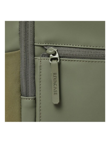 Rivacase eden plecak plecak podróżny oliwkowy skóra woskowana (pull up), poliester, przetworzony politereftalan etylenu (rpet)