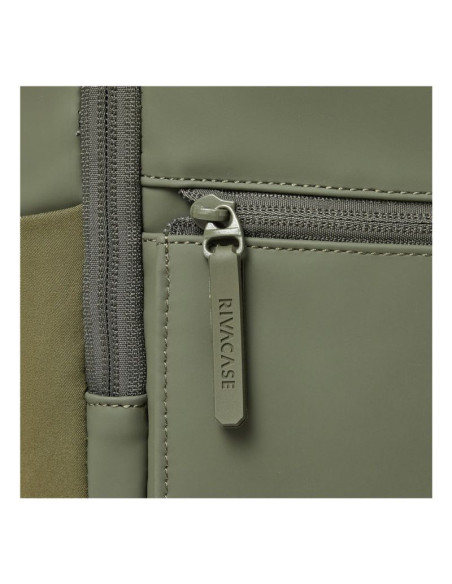 Rivacase eden plecak plecak podróżny oliwkowy skóra woskowana (pull up), poliester, przetworzony politereftalan etylenu (rpet)