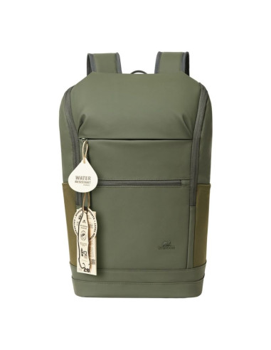 Rivacase eden plecak plecak podróżny oliwkowy skóra woskowana (pull up), poliester, przetworzony politereftalan etylenu (rpet)