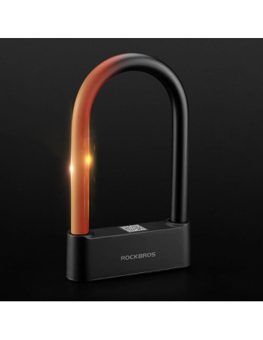 Zapięcie rowerowe rockbros 32210818001 smart z czytnikiem linii papilarnych i łącznością bluetooth - czarny