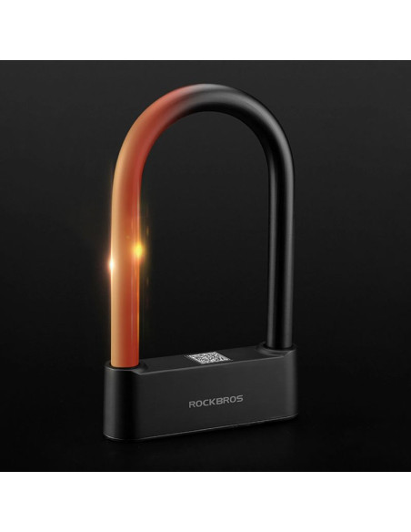 Zapięcie rowerowe rockbros 32210818001 smart z czytnikiem linii papilarnych i łącznością bluetooth - czarny
