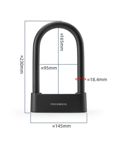 Zapięcie rowerowe rockbros 32210818001 smart z czytnikiem linii papilarnych i łącznością bluetooth - czarny