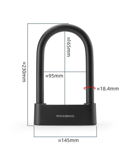 Zapięcie rowerowe rockbros 32210818001 smart z czytnikiem linii papilarnych i łącznością bluetooth - czarny