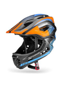 Kask rowerowy rockbros tt-32sobl-s dziecięcy z odpinaną szczęką rozmiar s - czarno-pomarańczowy