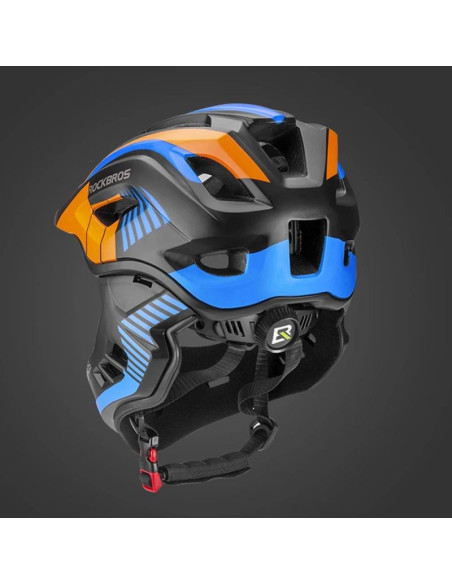 Kask rowerowy rockbros tt-32sobl-s dziecięcy z odpinaną szczęką rozmiar s - czarno-pomarańczowy