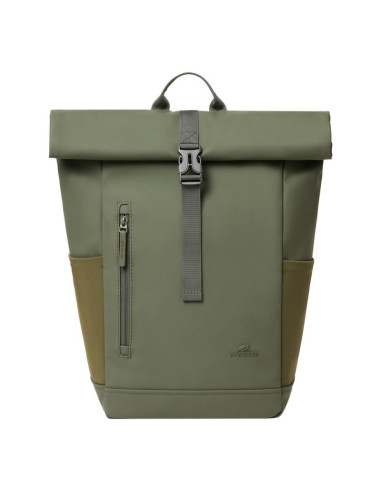 Rivacase eden plecak plecak podróżny oliwkowy skóra woskowana (pull up), poliester, przetworzony politereftalan etylenu (rpet)