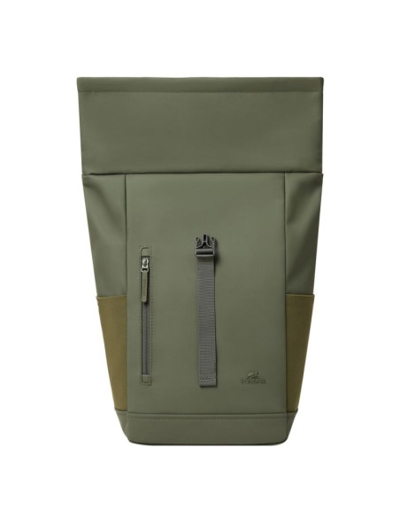 Rivacase eden plecak plecak podróżny oliwkowy skóra woskowana (pull up), poliester, przetworzony politereftalan etylenu (rpet)
