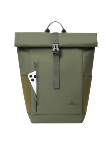 Rivacase eden plecak plecak podróżny oliwkowy skóra woskowana (pull up), poliester, przetworzony politereftalan etylenu (rpet)