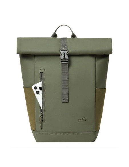 Rivacase eden plecak plecak podróżny oliwkowy skóra woskowana (pull up), poliester, przetworzony politereftalan etylenu (rpet)