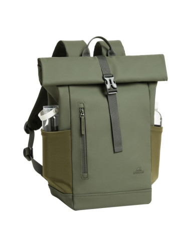 Rivacase eden plecak plecak podróżny oliwkowy skóra woskowana (pull up), poliester, przetworzony politereftalan etylenu (rpet)