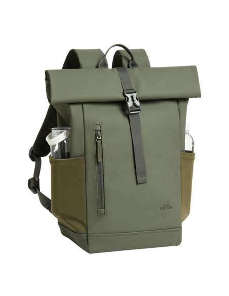 Rivacase eden plecak plecak podróżny oliwkowy skóra woskowana (pull up), poliester, przetworzony politereftalan etylenu (rpet)