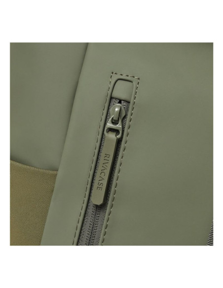 Rivacase eden plecak plecak podróżny oliwkowy skóra woskowana (pull up), poliester, przetworzony politereftalan etylenu (rpet)