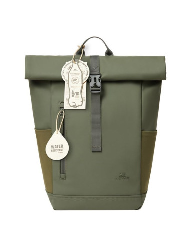 Rivacase eden plecak plecak podróżny oliwkowy skóra woskowana (pull up), poliester, przetworzony politereftalan etylenu (rpet)