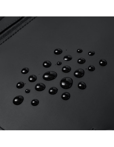 Rivacase eden plecak plecak rolowany czarny poliester, skóra woskowana (pull up)