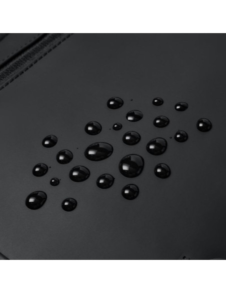 Rivacase eden plecak plecak rolowany czarny poliester, skóra woskowana (pull up)