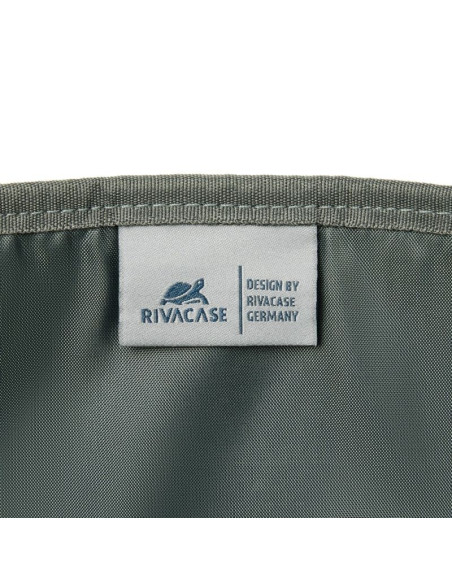 Rivacase eden plecak plecak rolowany czarny poliester, skóra woskowana (pull up)