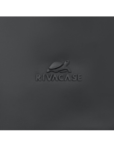Rivacase eden plecak plecak rolowany czarny poliester, skóra woskowana (pull up)