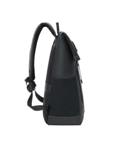 Rivacase eden plecak plecak rolowany czarny poliester, skóra woskowana (pull up)