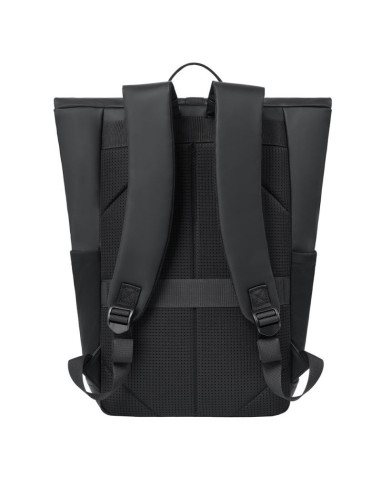 Rivacase eden plecak plecak rolowany czarny poliester, skóra woskowana (pull up)