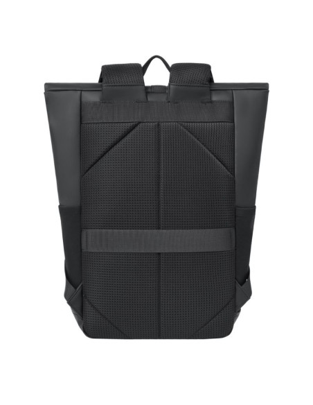 Rivacase eden plecak plecak rolowany czarny poliester, skóra woskowana (pull up)