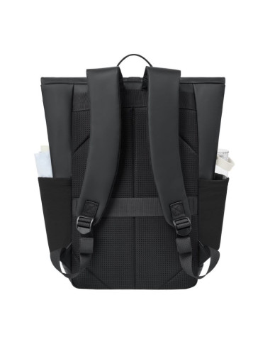 Rivacase eden plecak plecak rolowany czarny poliester, skóra woskowana (pull up)